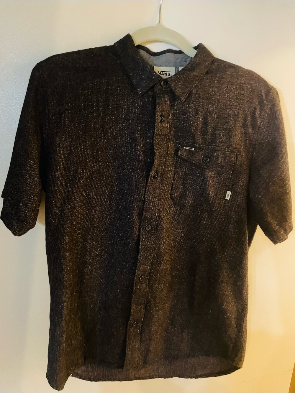 Vans Deep Purple/Burgundy with light gray Specks Short Sleeve  ButtonDown Shirt